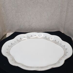 Vintage 1926 Homer Laughlin Hudson Platters Gold Floral Rim scalloped edge.